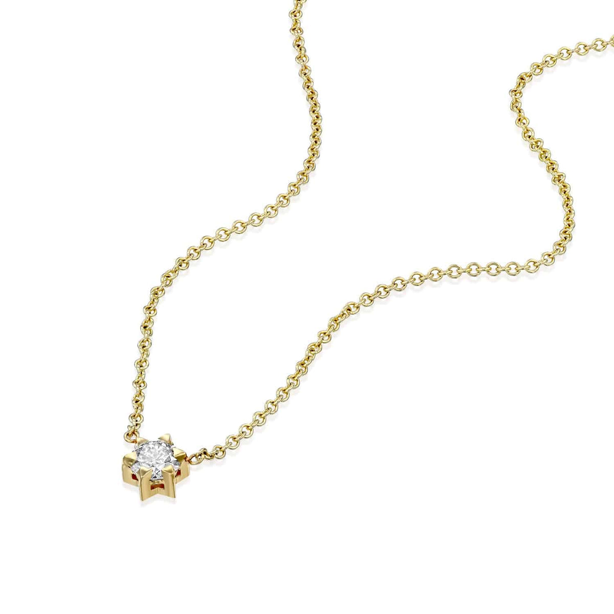 שרשרת סוליטר: יהלום משובץ בתוך מגן דוד