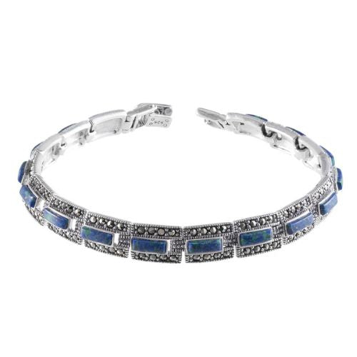 צמיד כסף משובץ אבן אילת