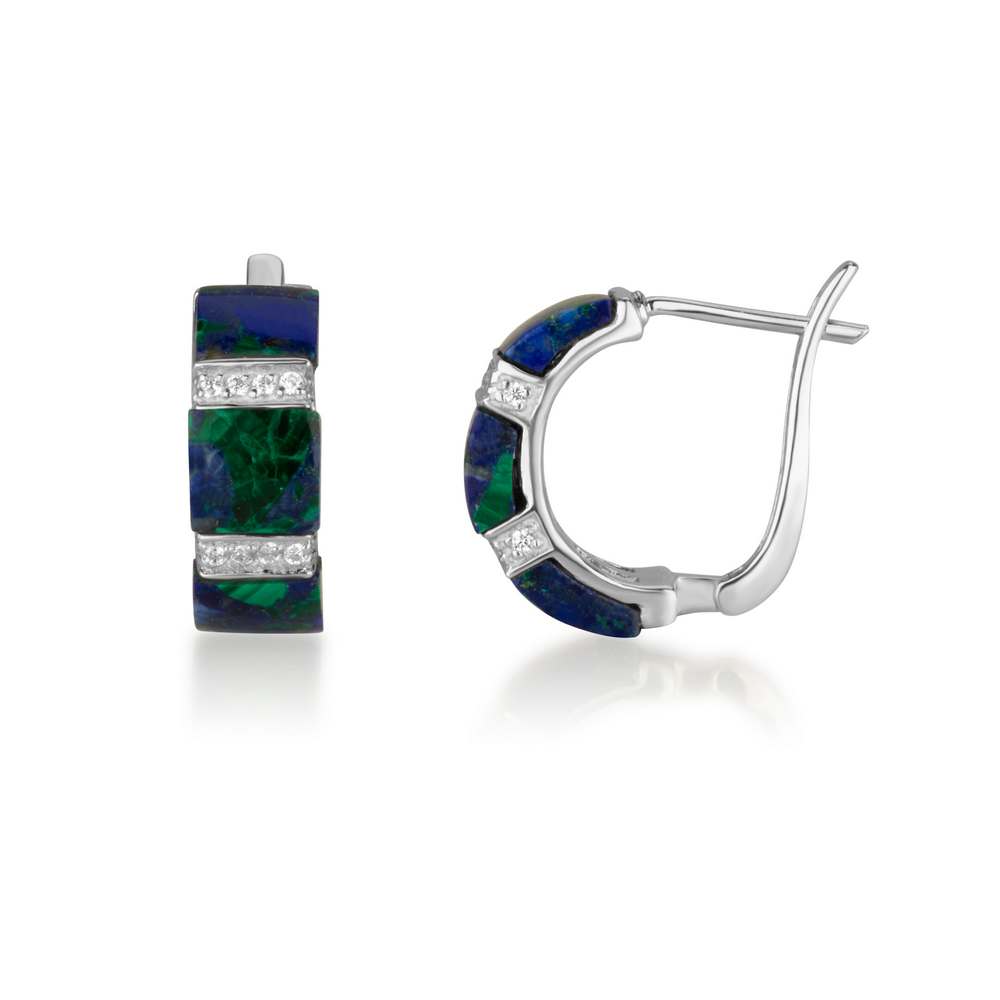 עגילי אבן אילת חישוק רחב