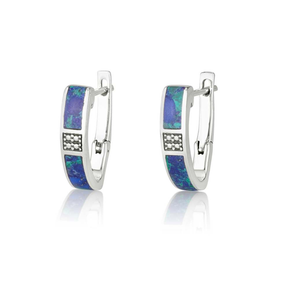 עגילי אבן אילת חישוק דק