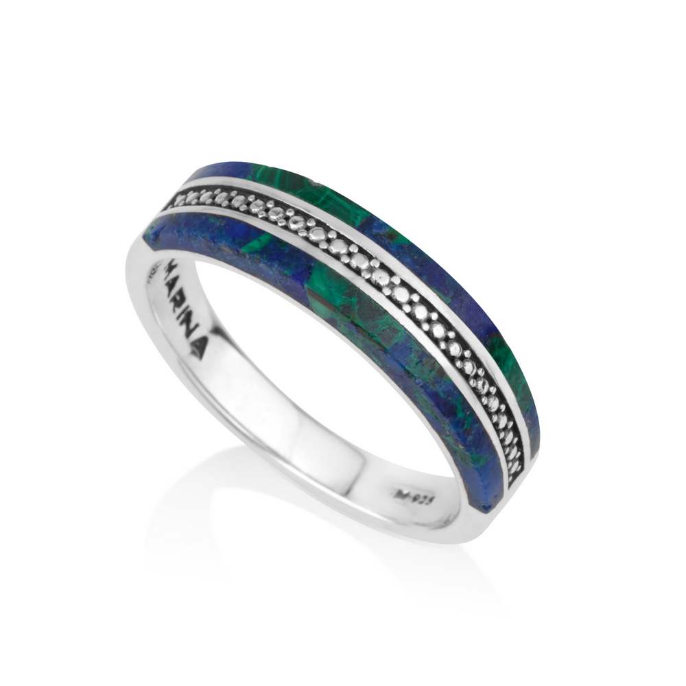 טבעת אבן אילת פס כפול מעוטר