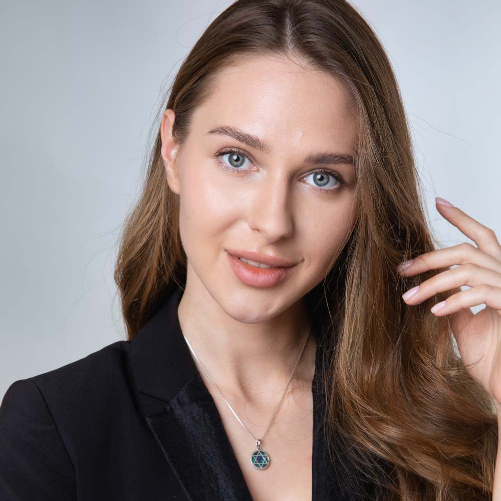 תליון מגן דוד עם אבן אילת