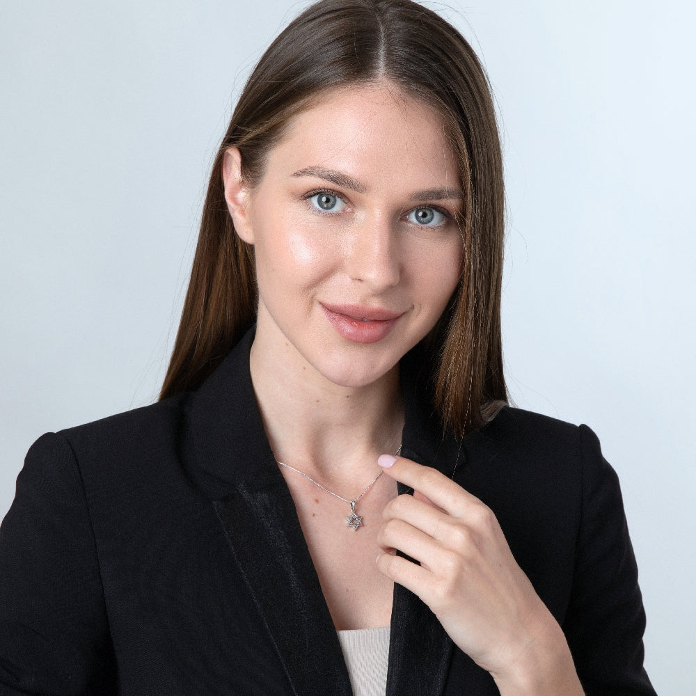 תליון מגן דוד עם עיטור מצופה כסף