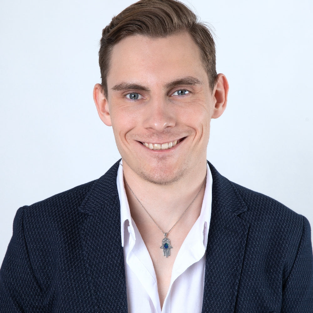 תליון חמסה כסף עם אבן אילת