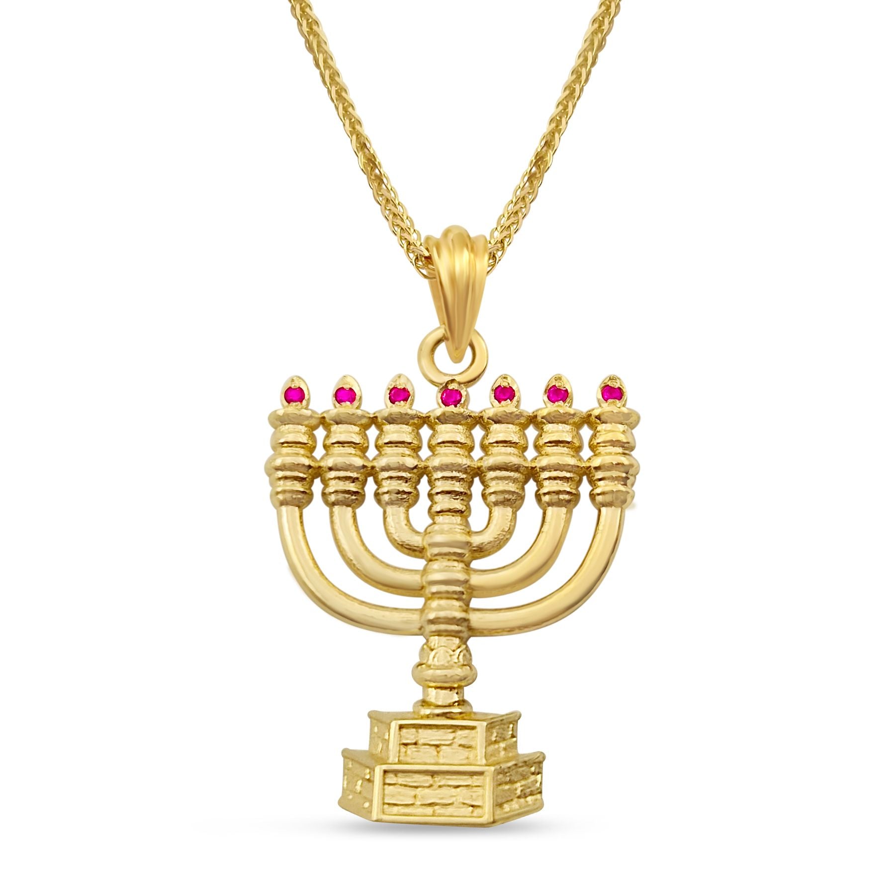 שרשרת מנורה גדולה עם רובינים זהב