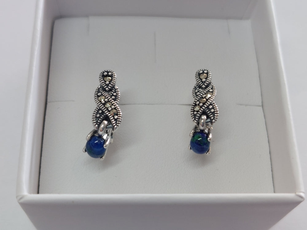 עגילי כסף אבן אילת עדינים