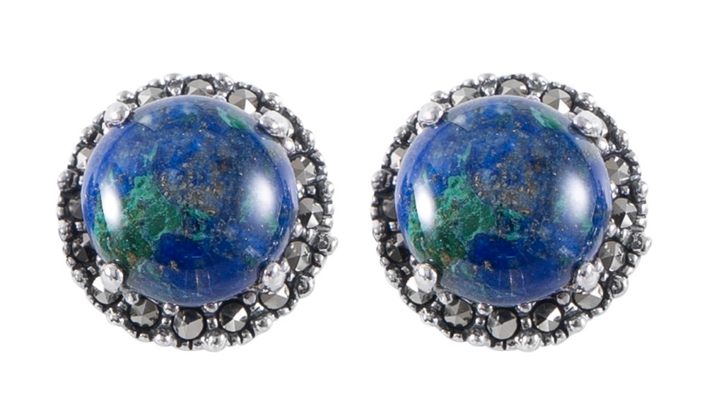 עגילי עיגול כסף אבן אילת