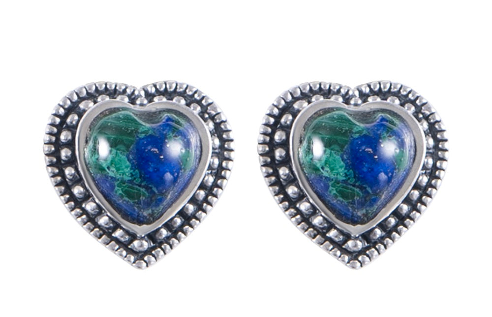 עגילי לב כסף אבן אילת