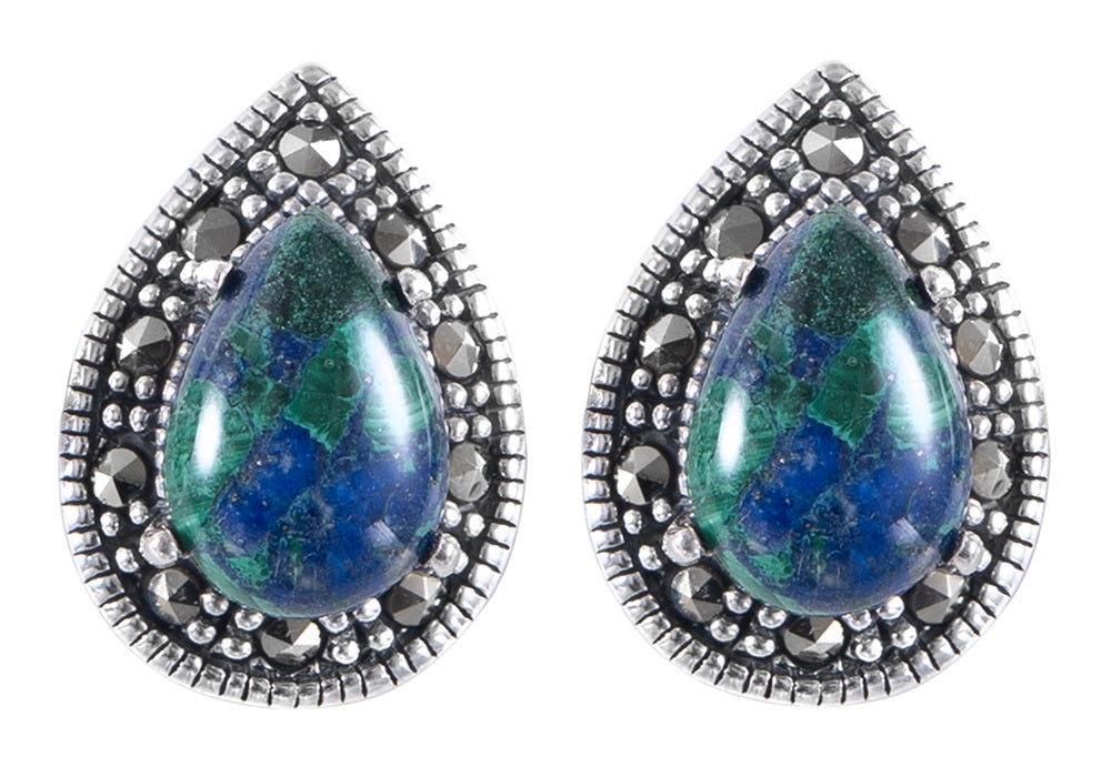 עגילי טיפה כסף אבן אילת