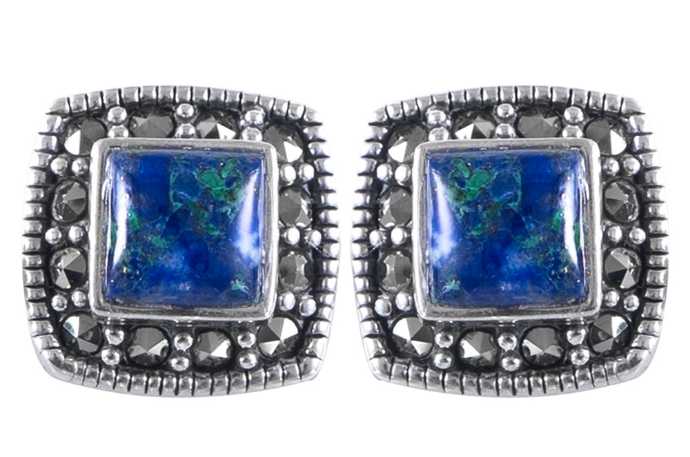 עגילי ריבוע כסף אבן אילת