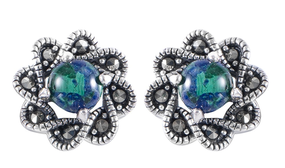 עגילי פרח אבן אילת