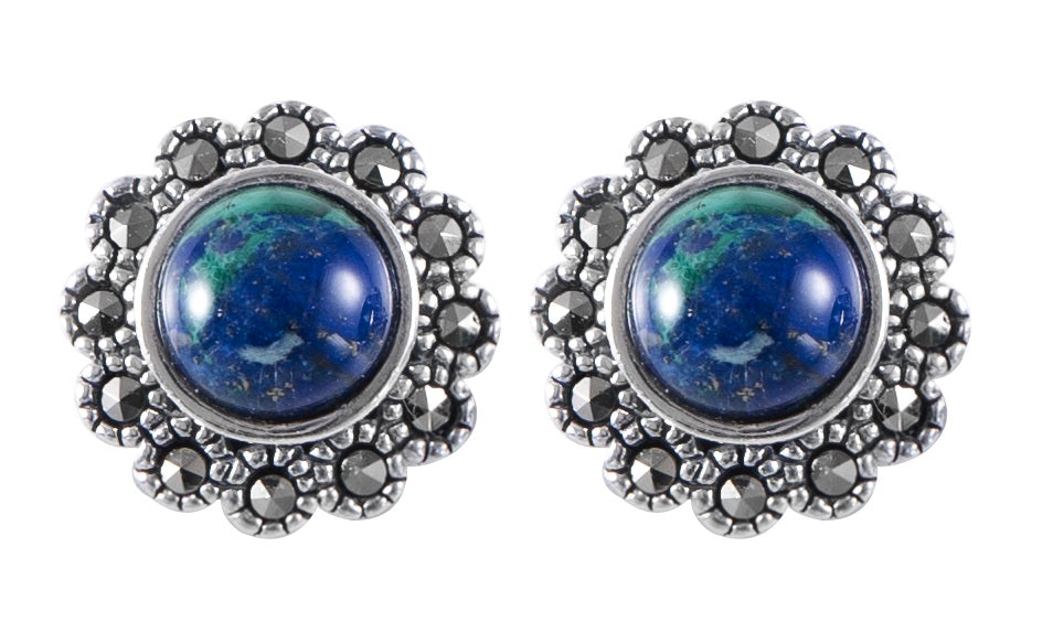 עגילי כסף אבן אילת בעיצוב קלאסי