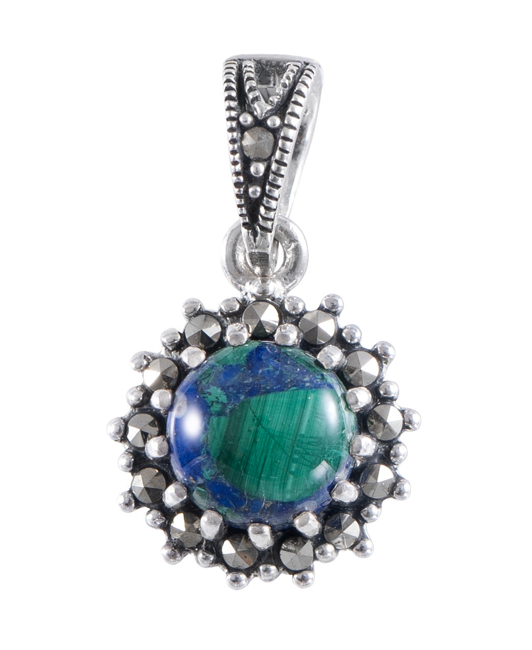 תליון כסף בעיצוב עתיק משובץ אבן אילת