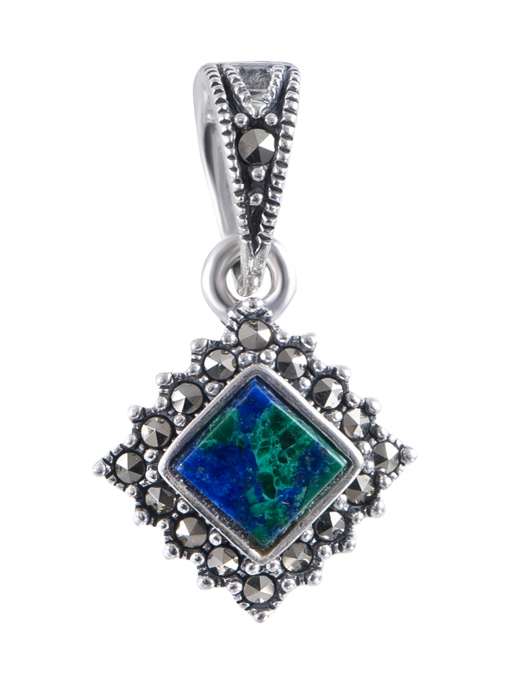 תליון משובץ אבן אילת בעיצוב יהלום