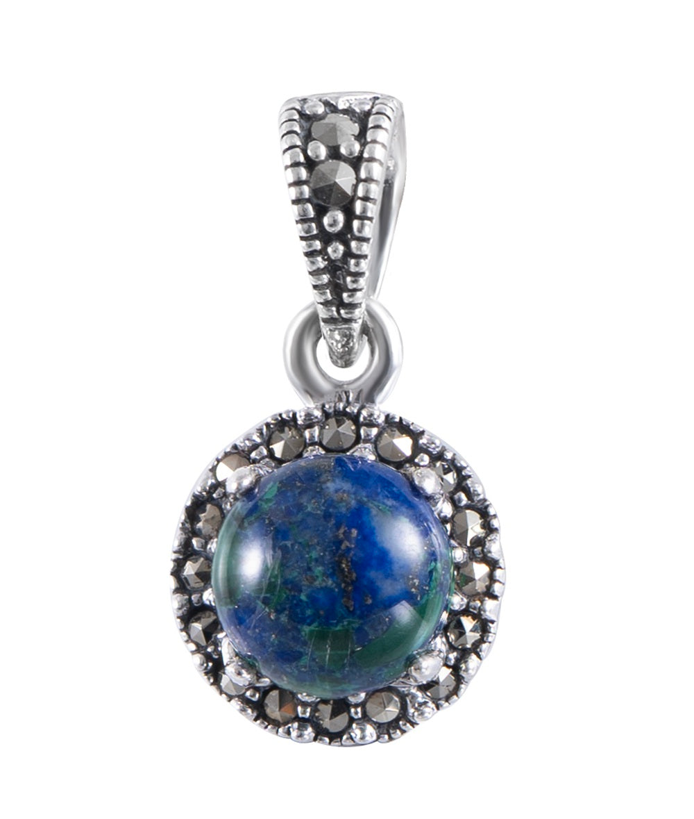 תליון כסף עגול משובץ אבן אילת