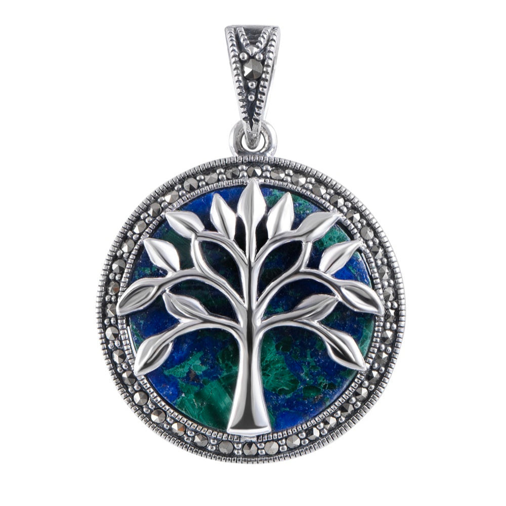 תליון כסף אבן אילת עם עץ החיים