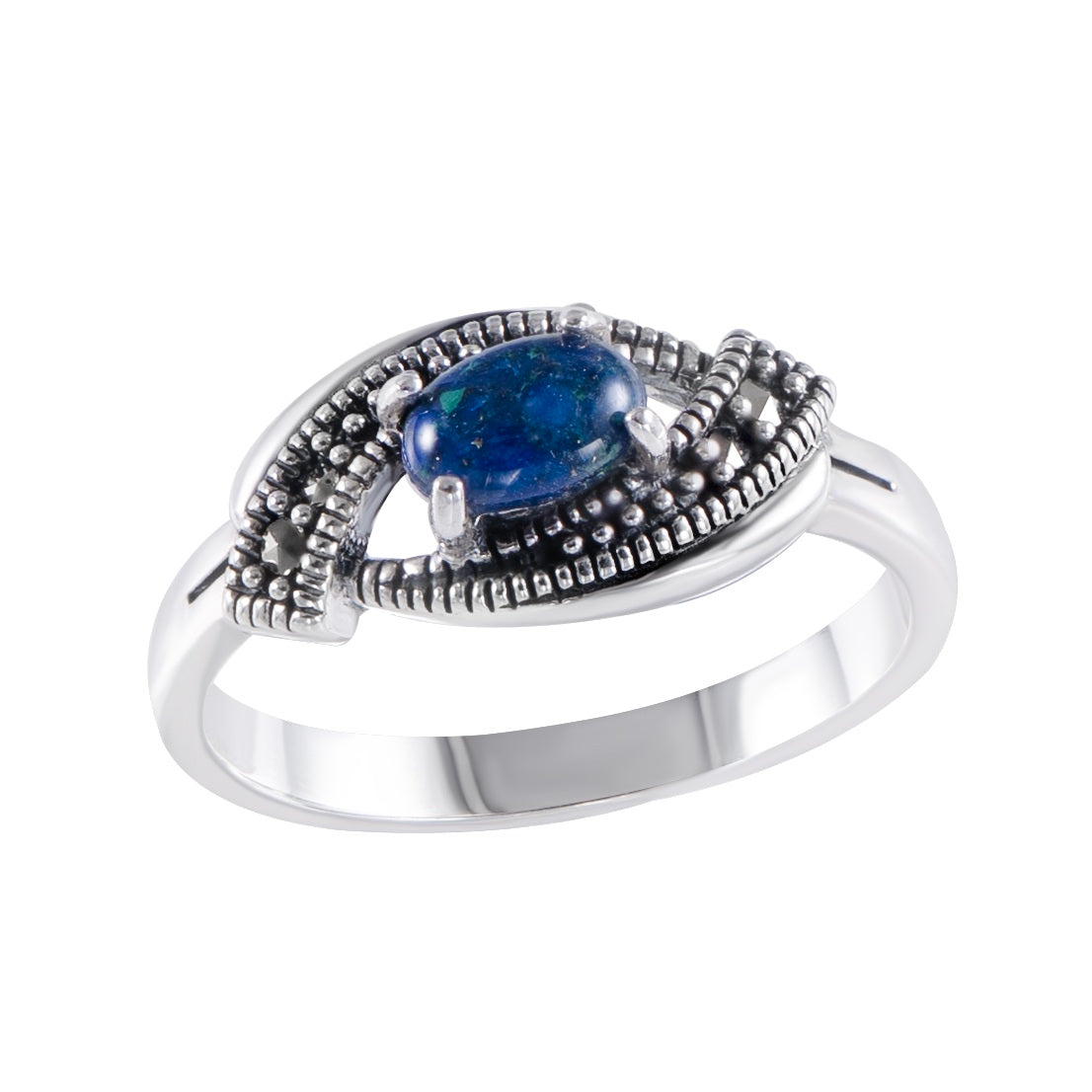 טבעת כסף אבן אילת בעיצוב עין