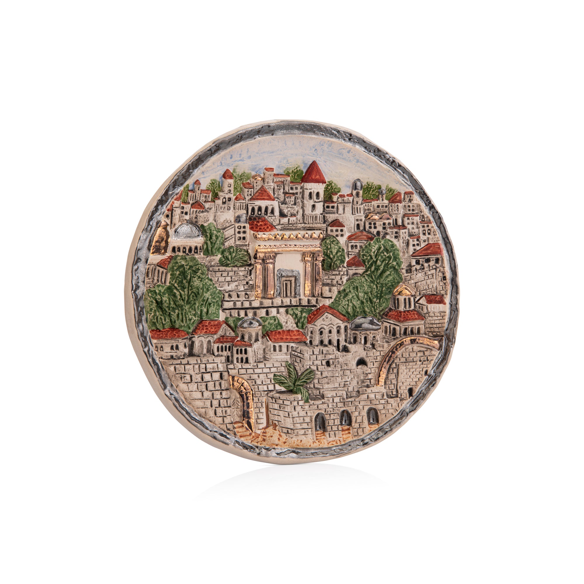 צלחת קרמיקה עגולה נוף ירושלים העתיקה