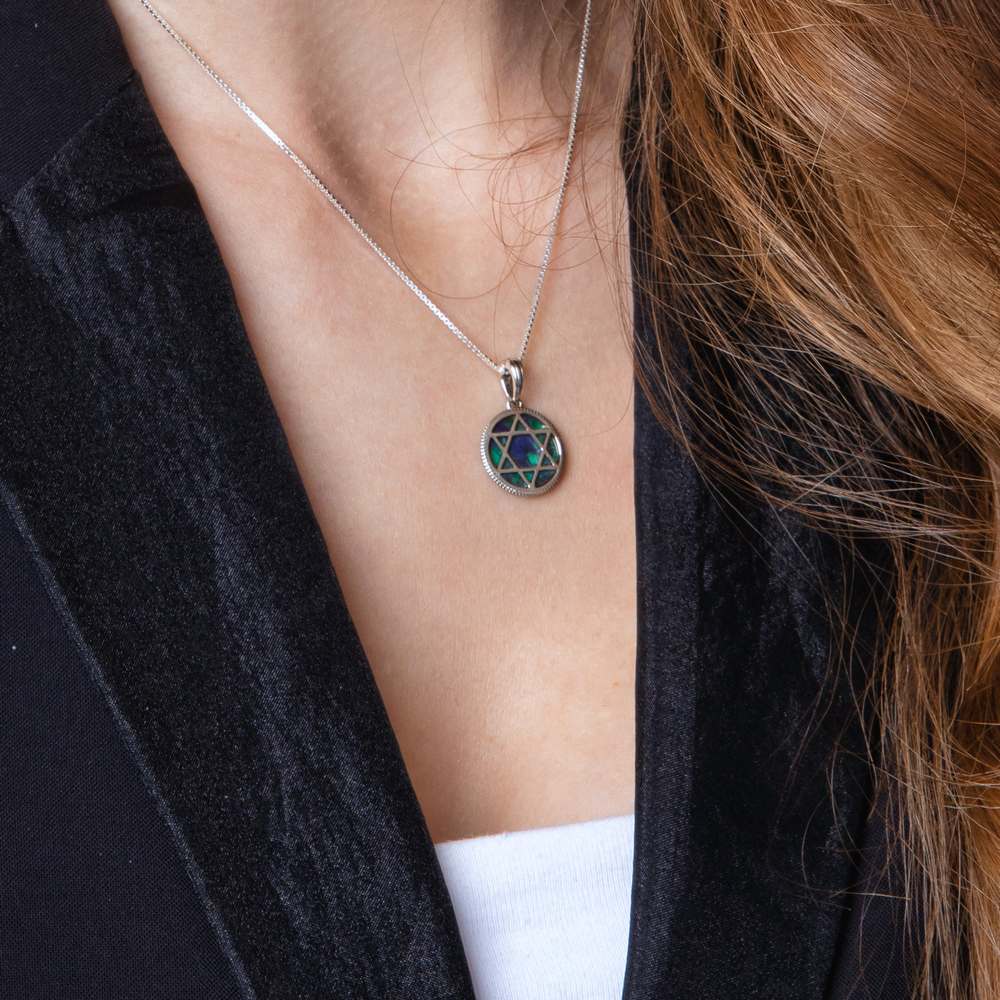 תליון מגן דוד עם אבן אילת