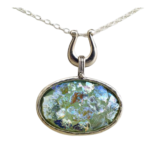 שרשרת כסף עם זכוכית רומית כינור דוד