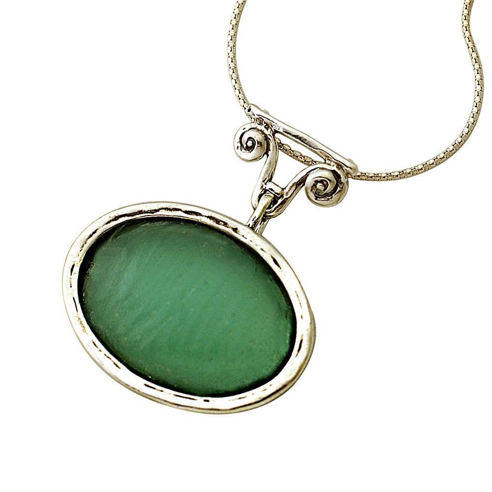 שרשרת כסף כותרת רומית ירוקה