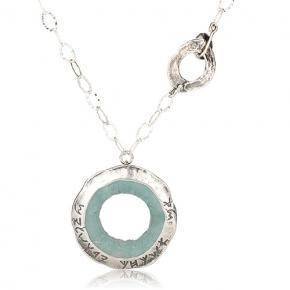 שרשרת כסף כתב עברי קדום עם פנינה