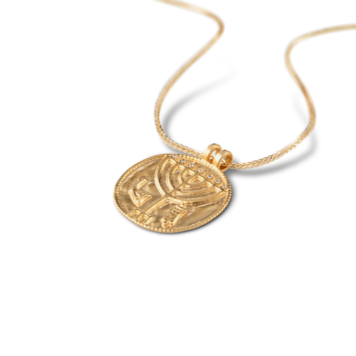 שרשרת אוצר המנורה משובץ יהלומים וזהב 14K