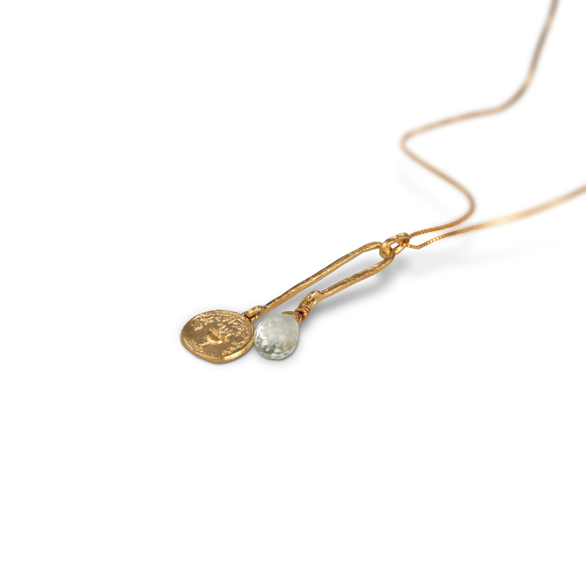 שרשרת זהב מחצית השקל תלוי ואמטיסט