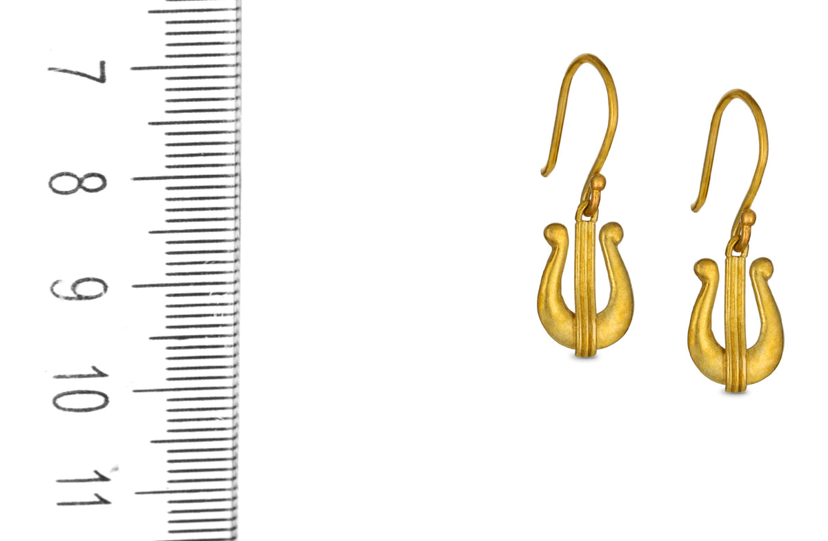 עגילי כסף מצופה זהב כינור דוד