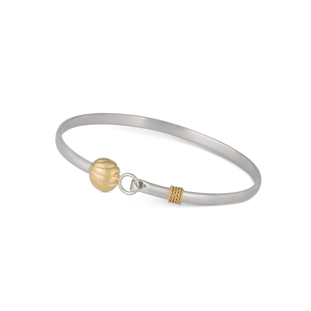 צמיד פעמון זהב סגור מכסף פעמון מצופה זהב ופנינה