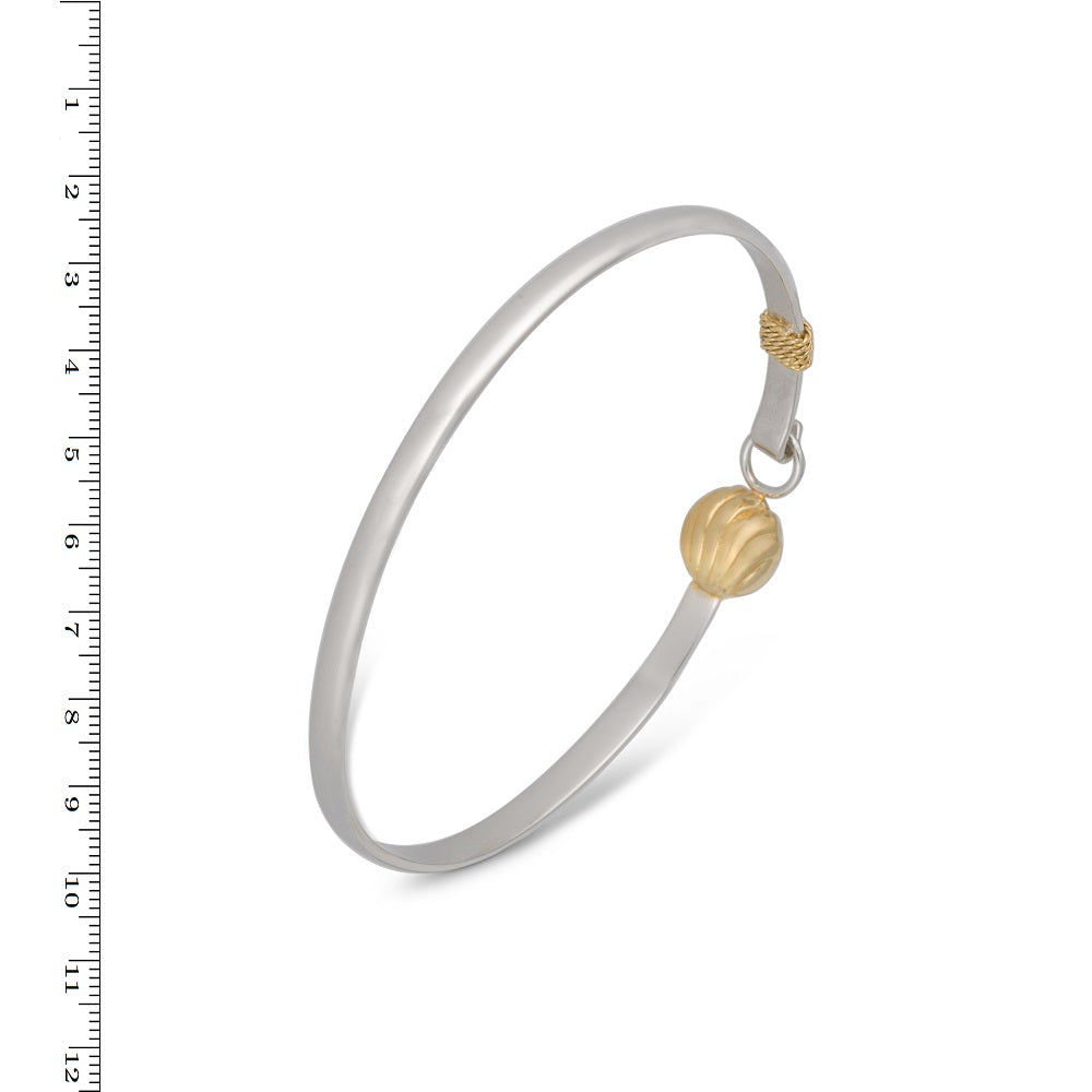 צמיד פעמון זהב סגור מכסף פעמון מצופה זהב ופנינה